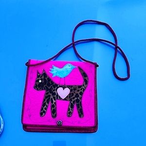 Embroidered animal patch crossbody pouch small